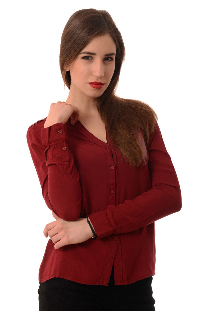 Lekka Zwiewna Koszula Damska Bordowa