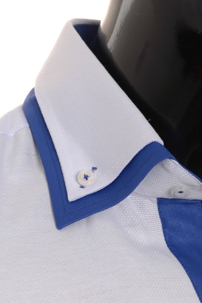 Męska Koszula Podwójny Kołnierz Błękitna