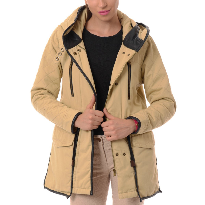 Damska Zimowa Kurtka Parka Beżowa
