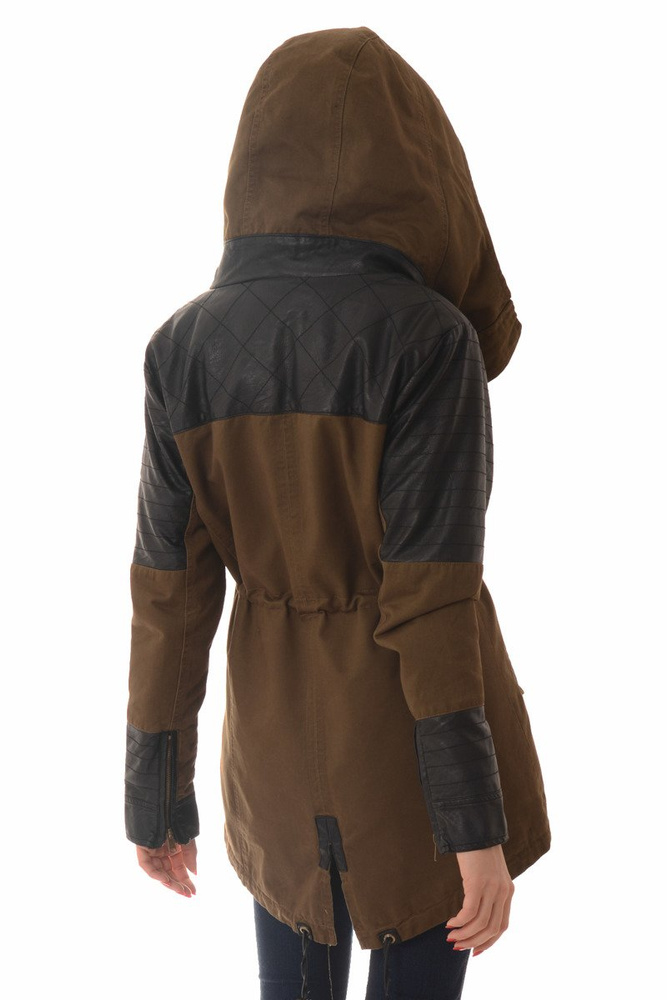 Damska Kurtka Parka 2w1 Jesienna Zimowa Oliwkowa