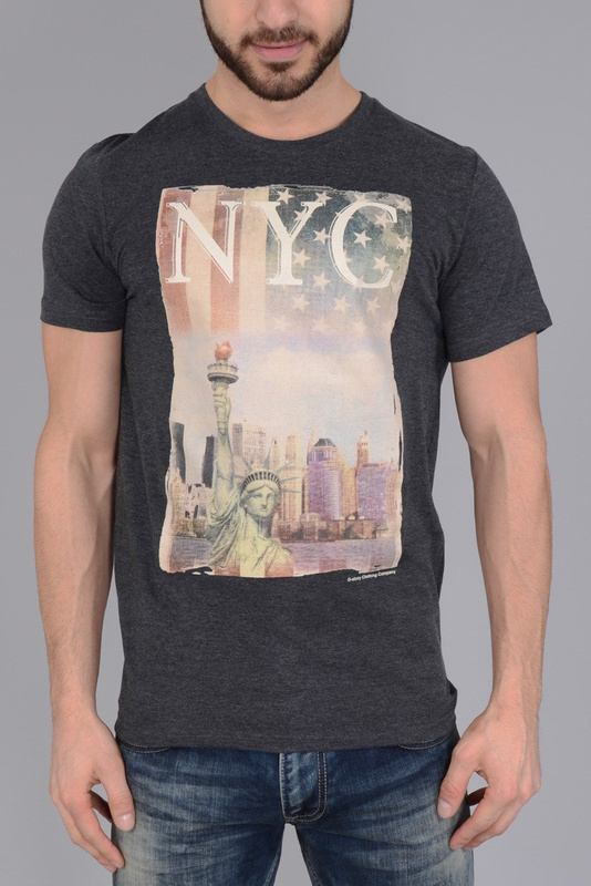Męska Koszulka T-shirt Nadruk NYC Grafit