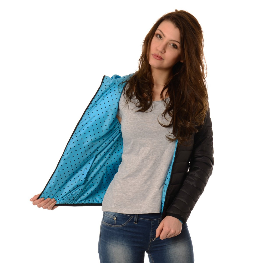 Damska Dwustronna Wiosenna - Jesienna Kurtka Ortalionowa Nadia Czarno Niebieska