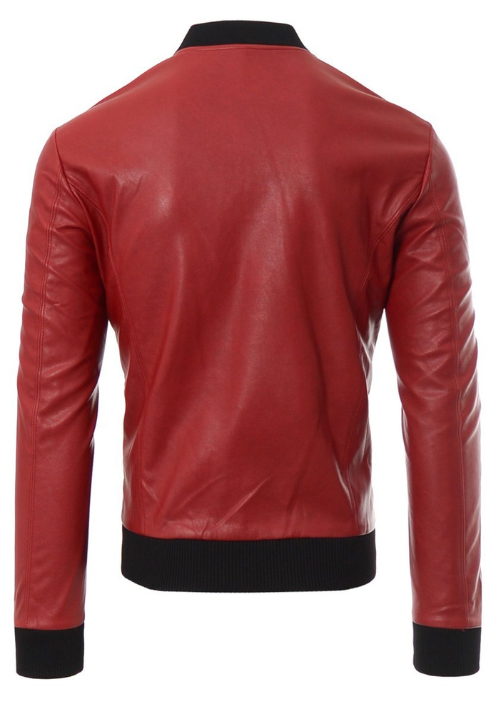 Kurtka Męska Skórzana Czerwona