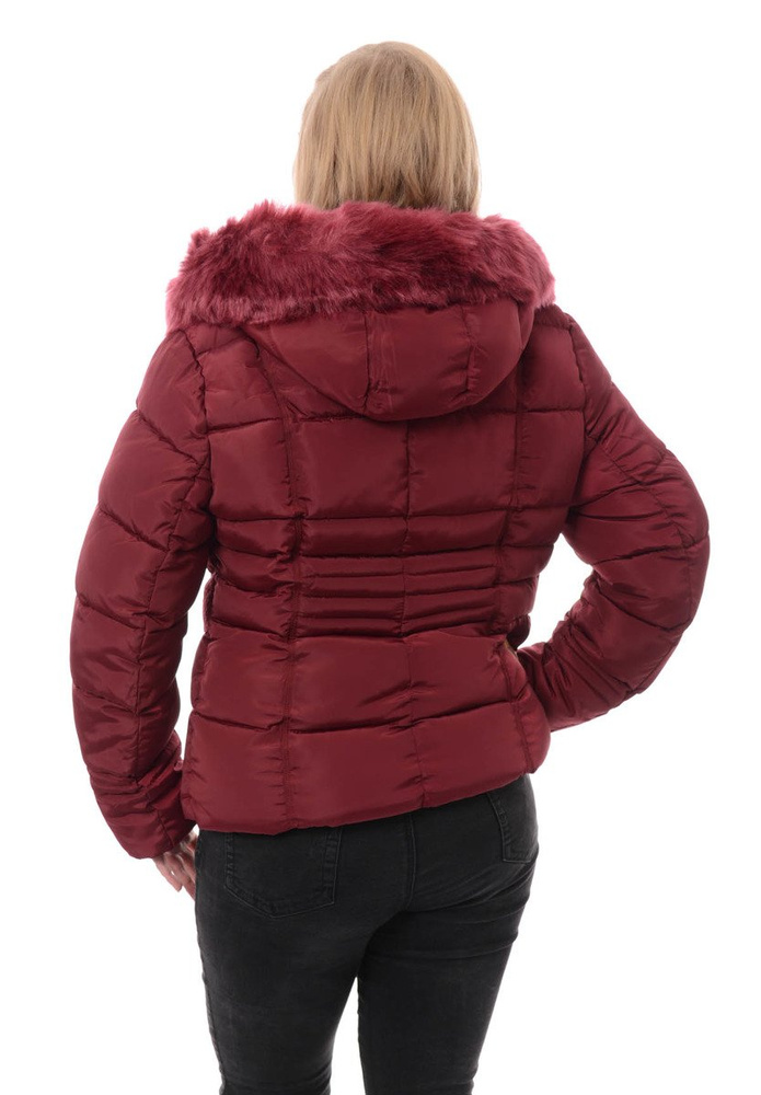 Damska Zimowa Ortalionowa Kurtka Bordowa
