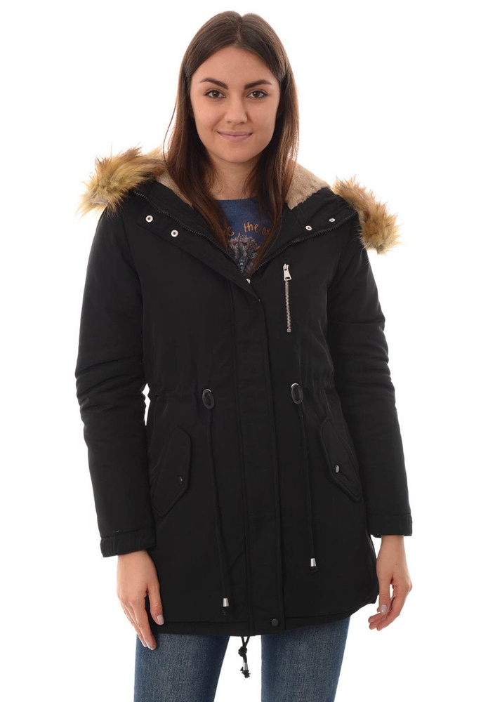 Damska Kurtka Parka Ortalionowa Zimowa Czarna