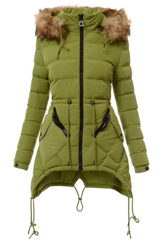 Damska Zimowa Kurtka Ortalionowa Jasno Zielona
