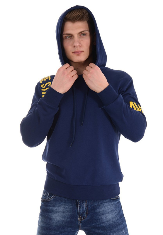 Męska Bluza Z Kapturem Granatowa