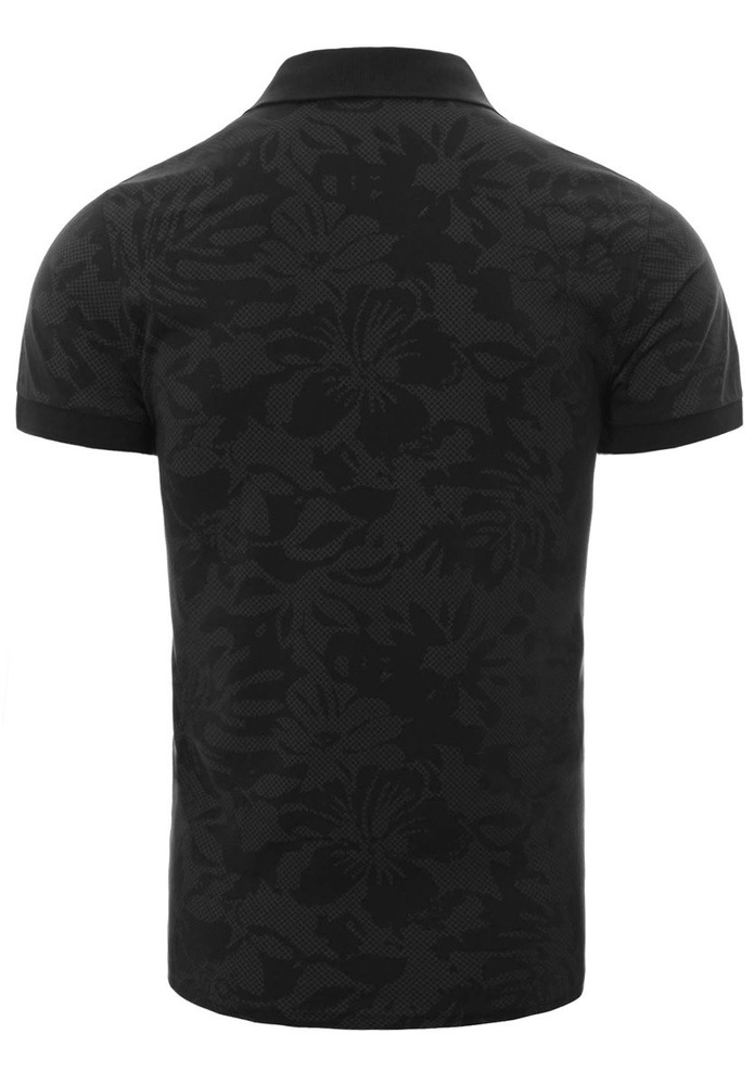 Męska Koszulka Polo Nadruk Hibiskus Czarna