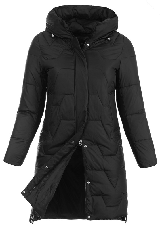 Damska Kurtka Pikowana Długa Erika Czarna