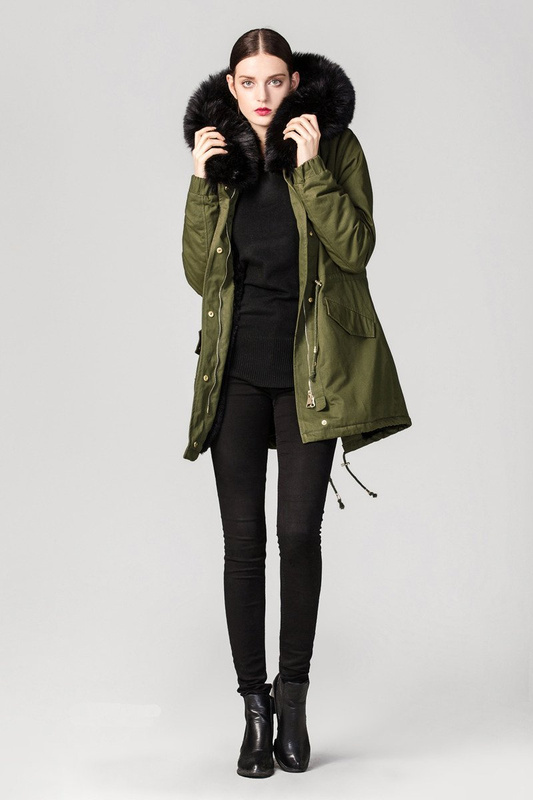 Piękna Damska Kurtka Parka Ismena z Czanym Futerkiem