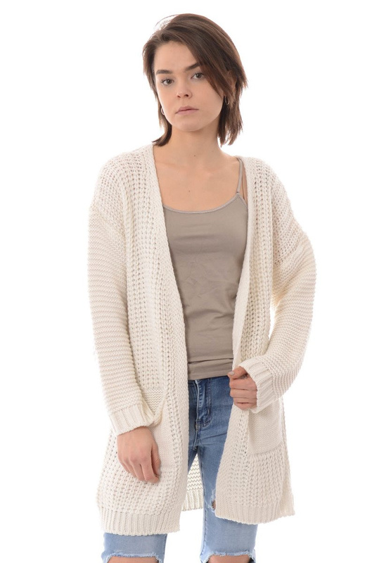 Damski Kardigan Sweterek Oversize Ecru