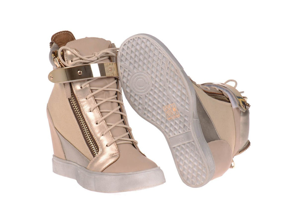 Damskie Botki Sneakersy Złote Ozdoby GOLD