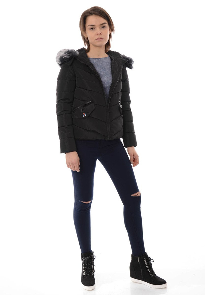Damska Zimowa Kurtka Ortalionowa Czarna