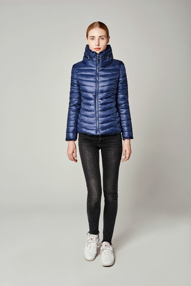 Damska Dwustronna Zimowa Kurtka Ortalionowa Nikola Granatowa