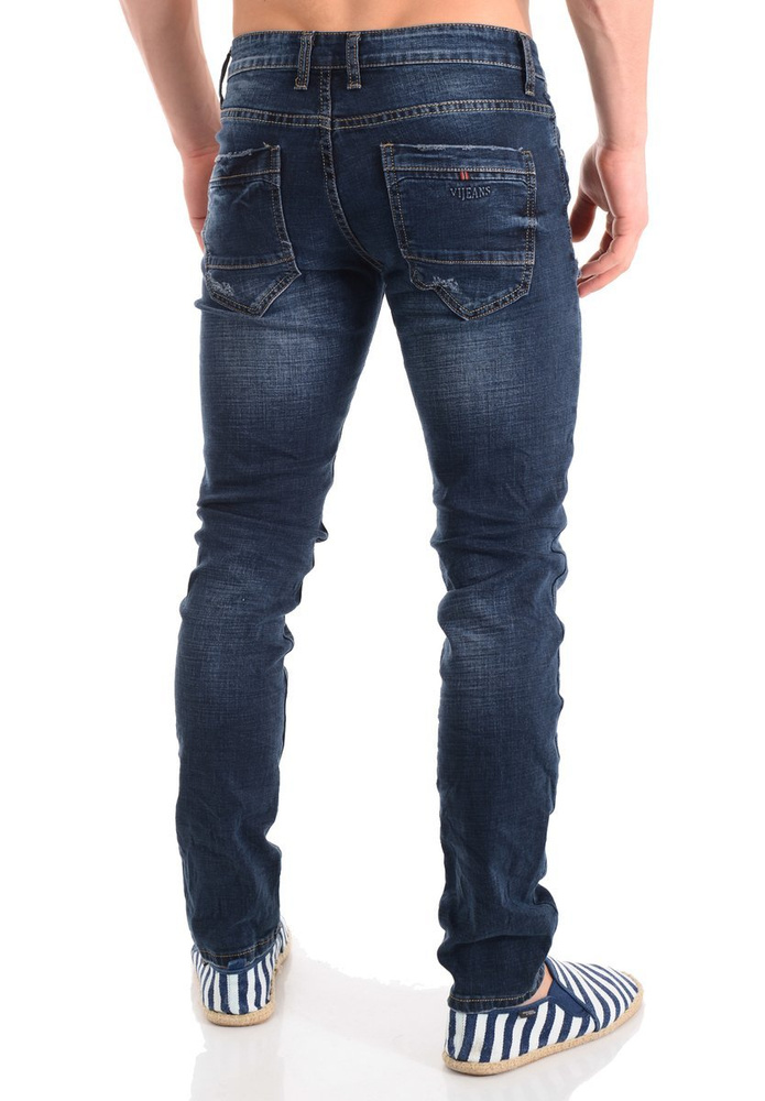 Męskie Spodnie Jeansowe Granatowe