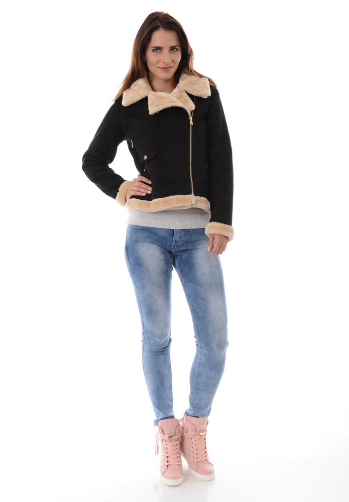 Damska Zimowa Kurtka Kożuszek Aurora Czarna