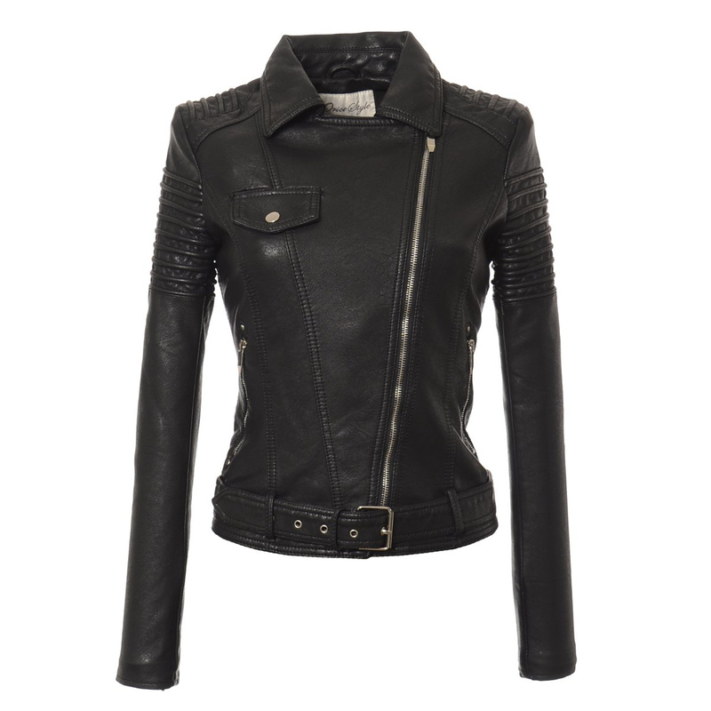 Damska Skórzana Kurtka Ramoneska Czarna
