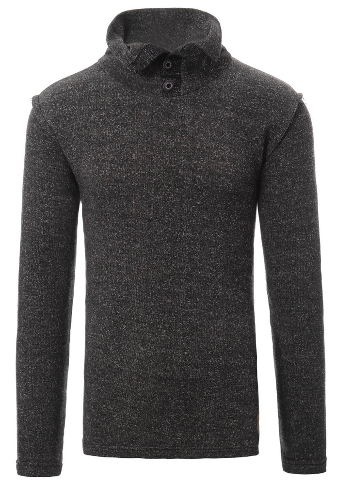 Męska Bluza Z Wysokim Kołnierzem Melanż Czarna