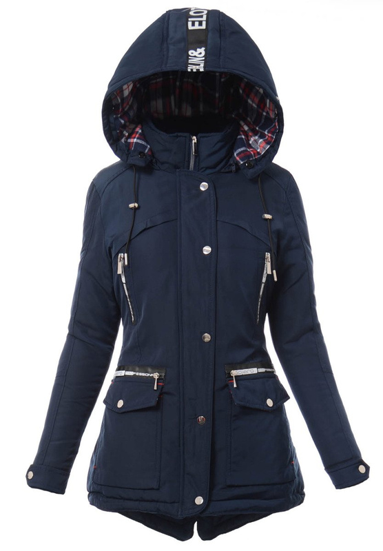 Damska Zimowa Ortalionowa Kurtka Alma Granatowa