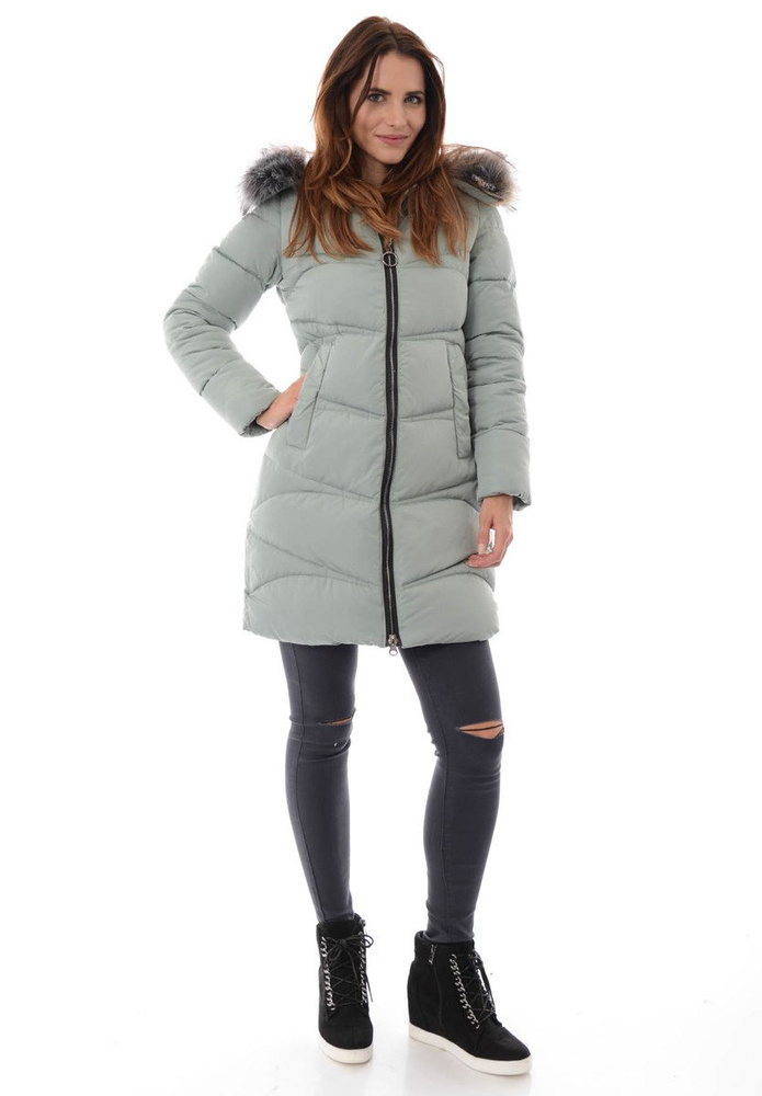 Damska Zimowa Kurtka Ortalionowa Klementyna Miętowa