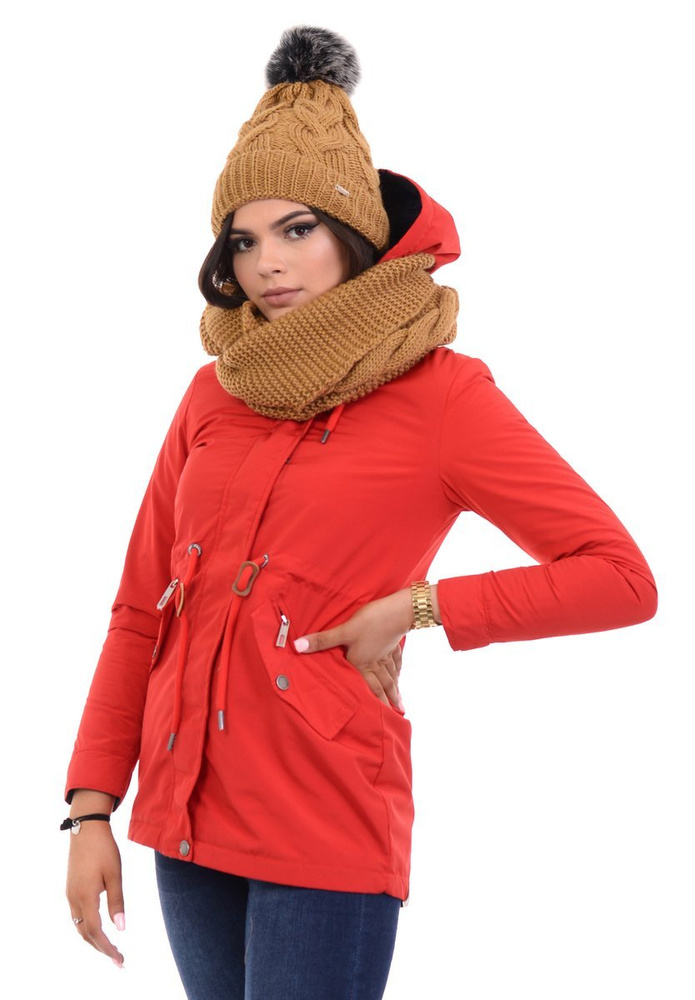 Parka Wiosenna Dwustronna Czerwono-Granatowa