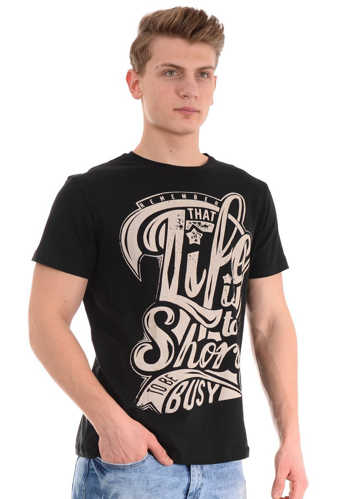 Męska Koszulka T-Shirt Nadruk Czarna