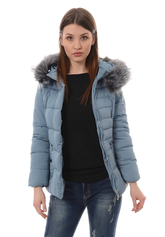 Damska Zimowa Kurtka Ortalionowa Błękit