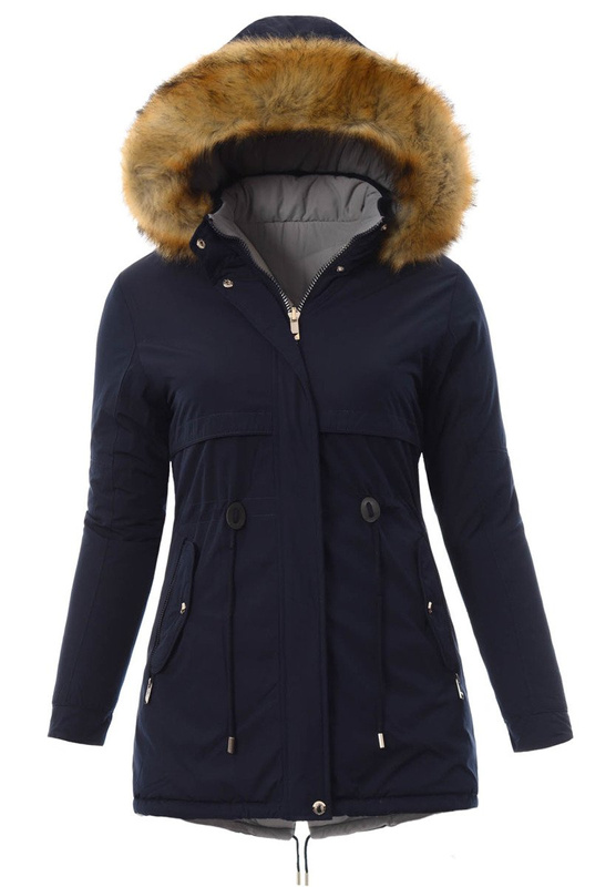 Damska Kurtka Parka Zimowa Dwustronna Karen Granatowa