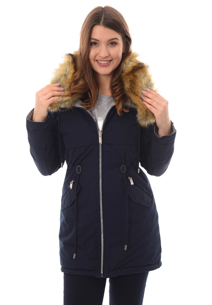 Damska Dwustronna Zimowa Kurtka Molly Granatowa