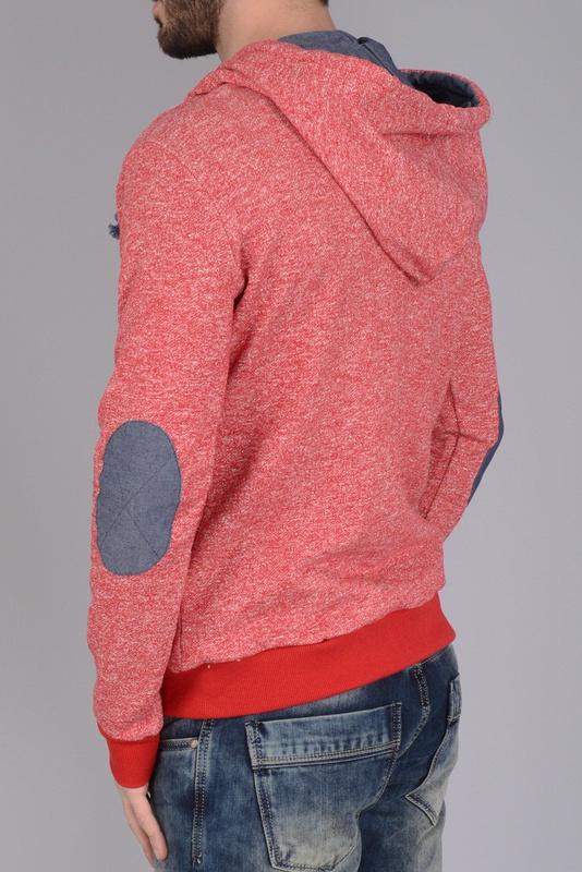 Męska Bluza z Kapturem Melanż Czerwona