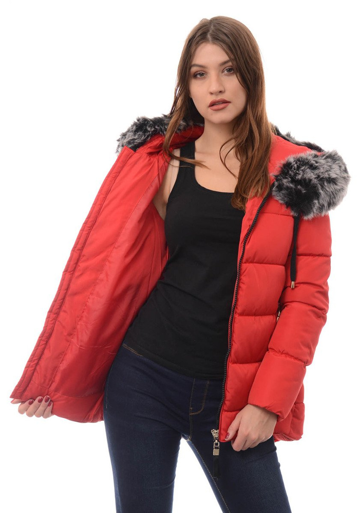 Damska Zimowa Kurtka Ortalionowa Melani Czerwona