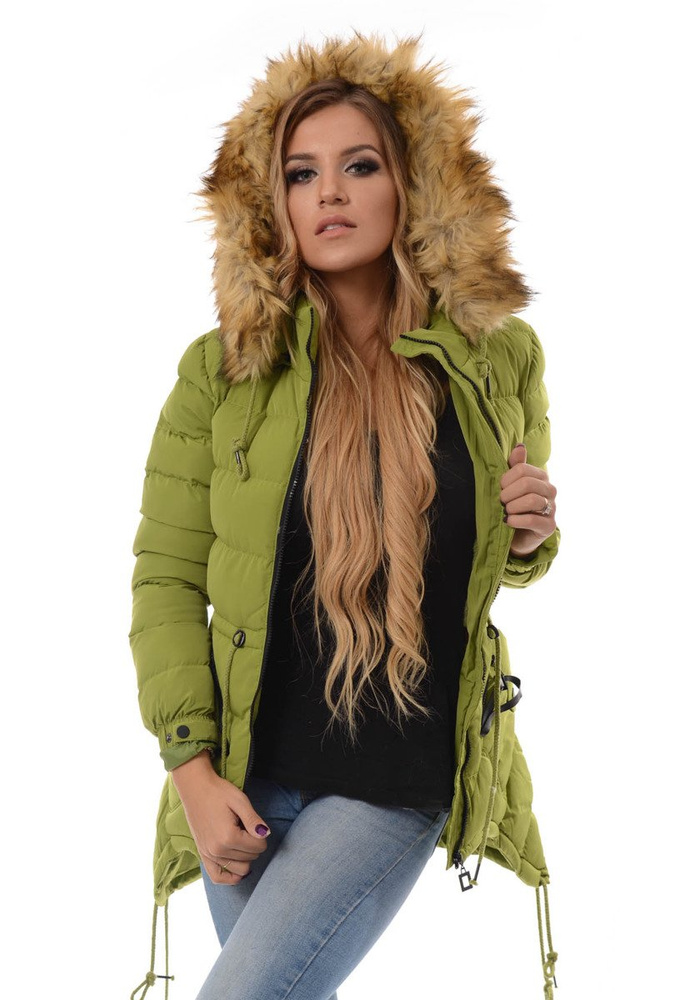 Damska Zimowa Kurtka Ortalionowa Jasno Zielona