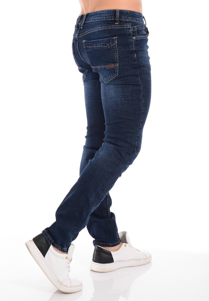 Męskie Spodnie Jeansowe Granatowe