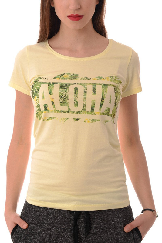 Koszulka Bluzka T-shirt Nadruk Żółta GLO