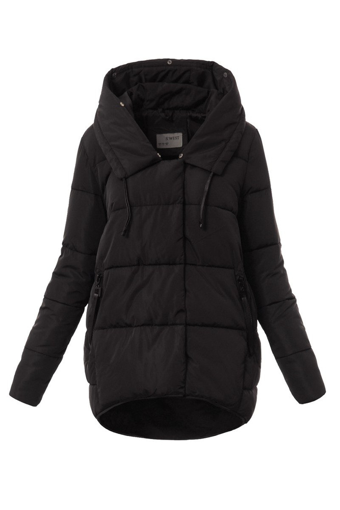 Damska Asymetryczna Kurtka Zimowa Granatowa