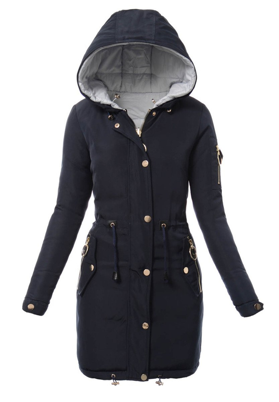 Damska Dwustronna Zimowa Kurtka Granatowa