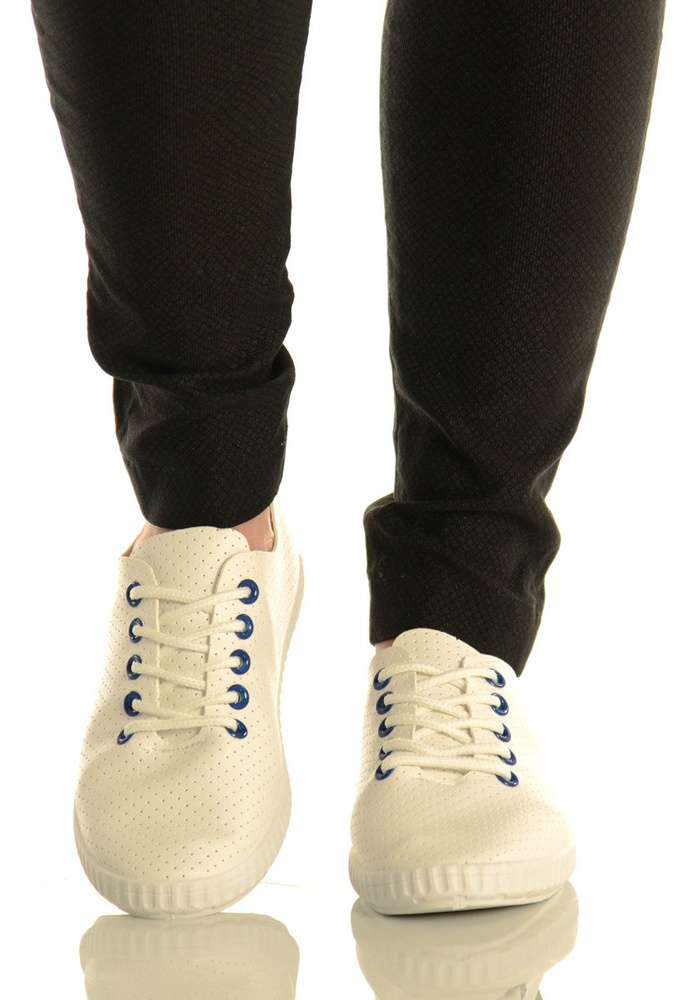 Damskie Trampki Tenisówki Karla Biało Niebieskie