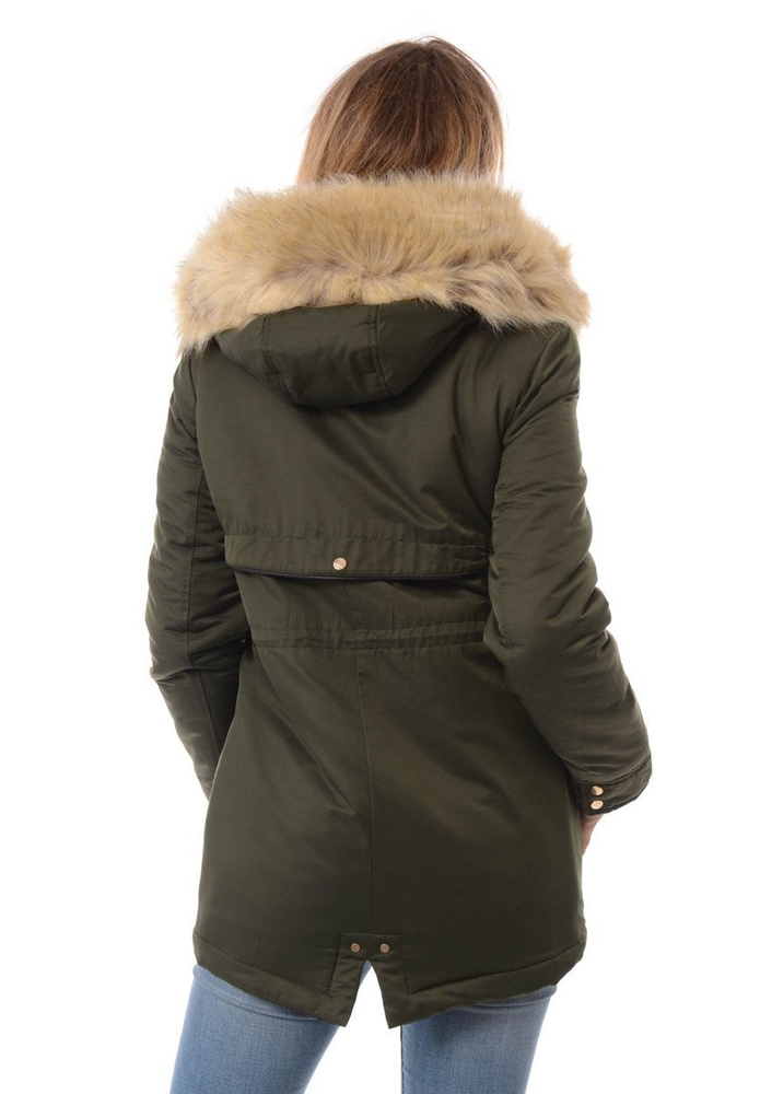 Damska Kurtka Parka Ortalionowa Zimowa Zielona
