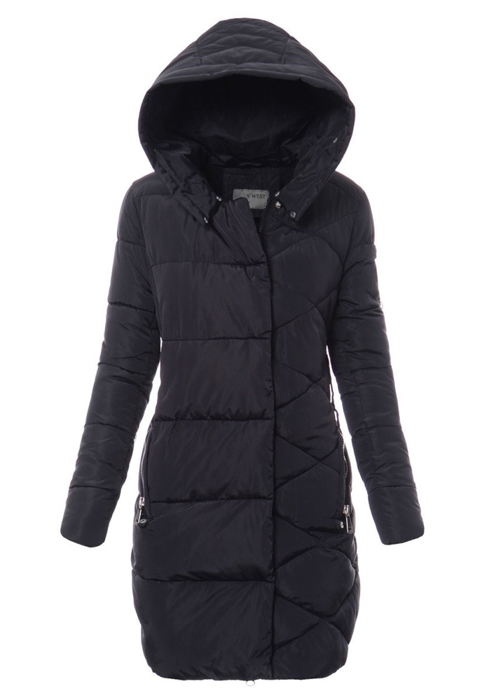 Damska Długa Zimowa Kurtka Ortalionowa Granatowa