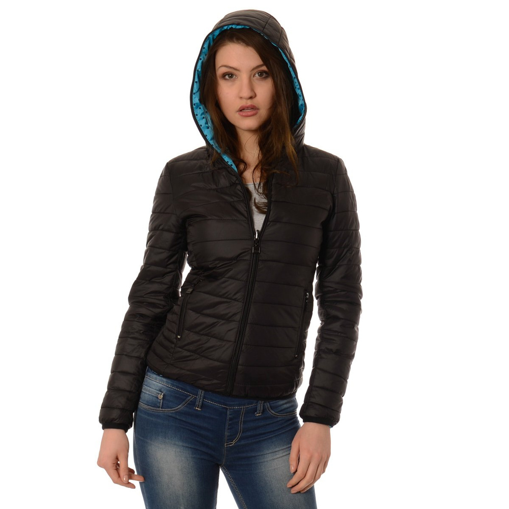 Damska Dwustronna Wiosenna - Jesienna Kurtka Ortalionowa Nadia Czarno Niebieska