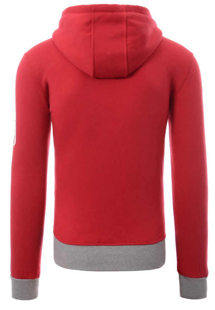 Męska Bluza Bawełniana Z Kapturem Nadruk Czerwona