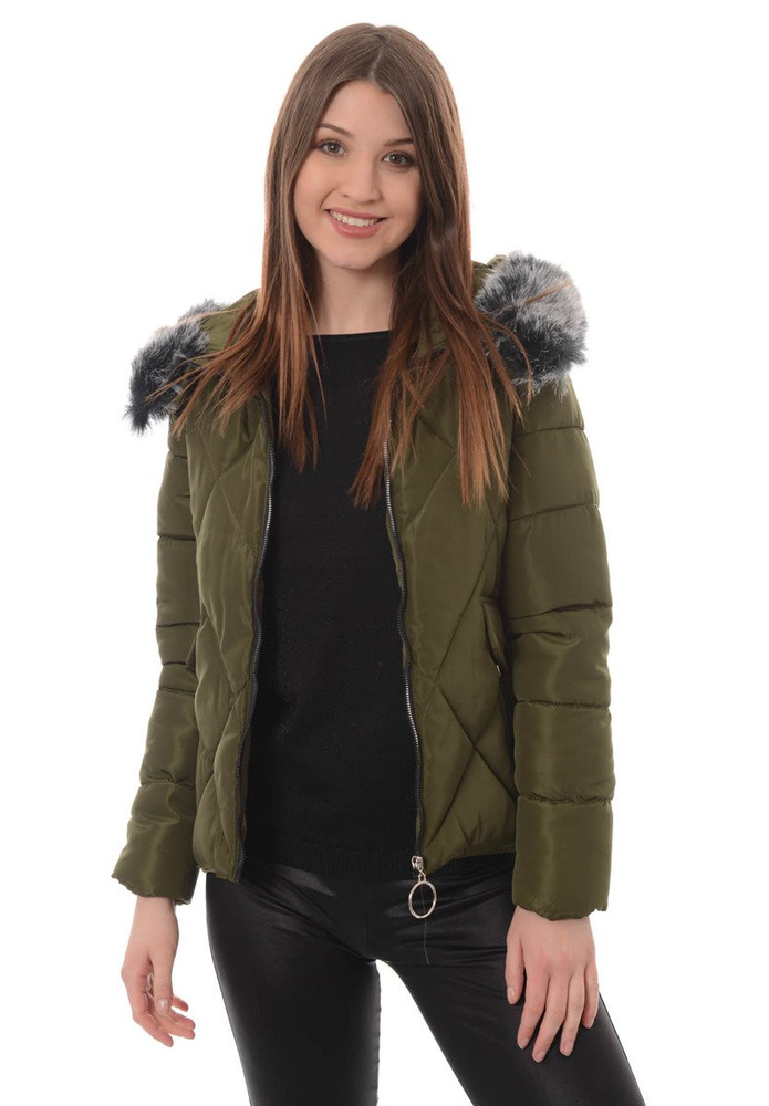Damska Zimowa Kurtka Ortalionowa Zielona