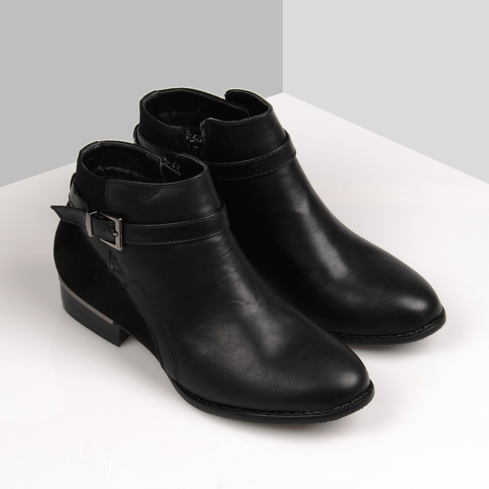 Botki Jazzówki Skóra Welur Zamek Black