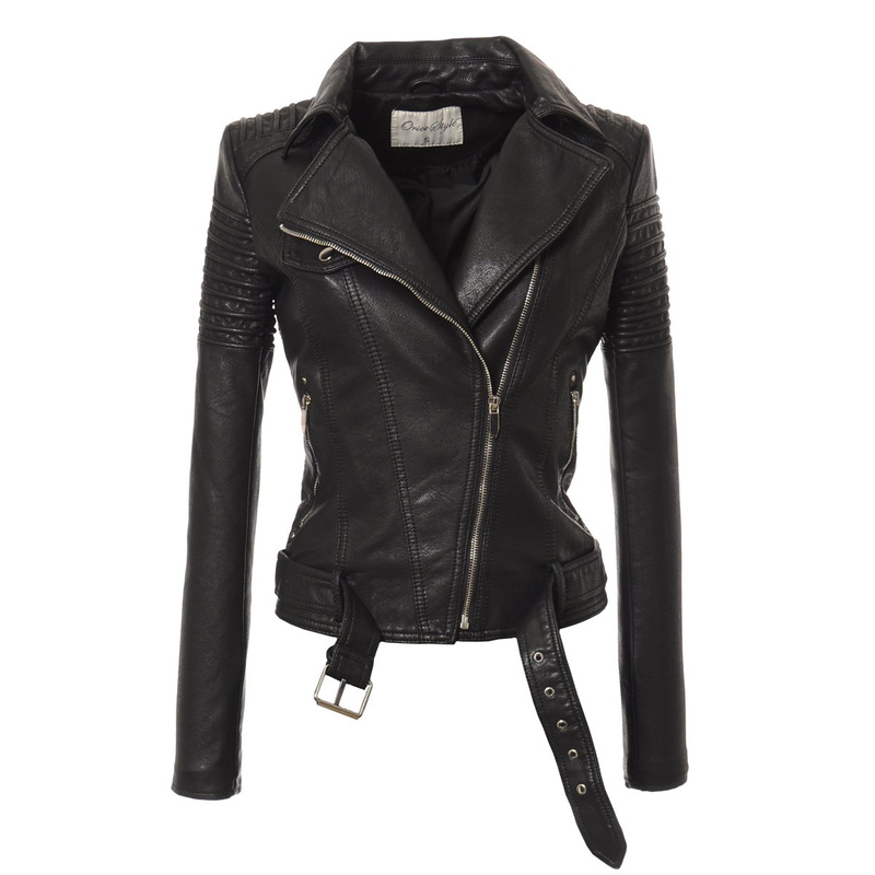 Damska Skórzana Kurtka Ramoneska Czarna