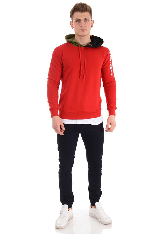 Męska Bluza Z Kapturem Czerwona