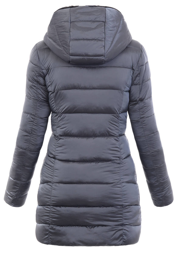 Damska Kurtka Ortalionowa Tina Grafitowa z Czarnym Futerkiem