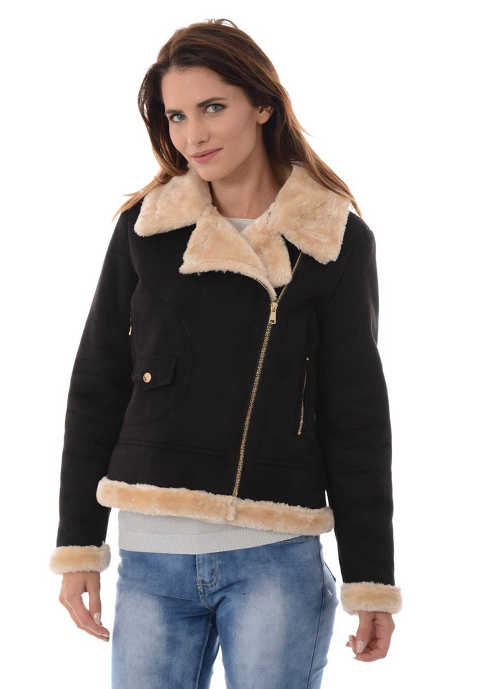 Damska Zimowa Kurtka Kożuszek Aurora Czarna