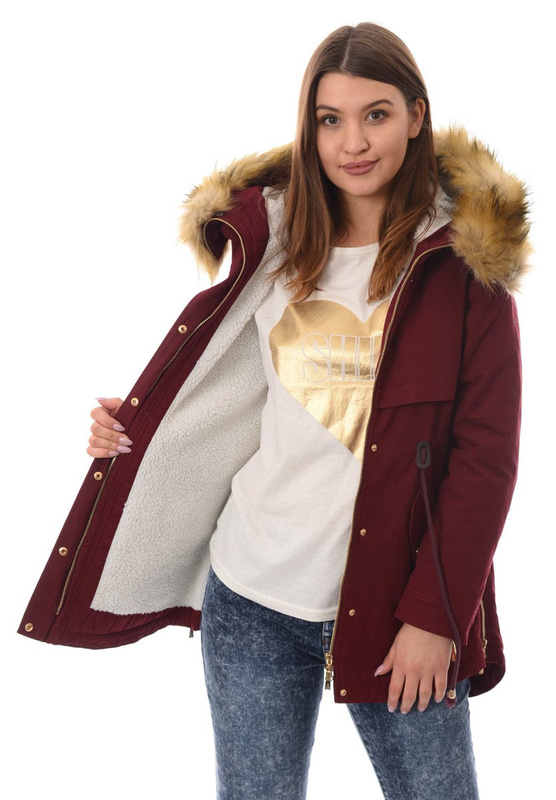 Damska Kurtka Parka Zimowa Karmen Bordowa