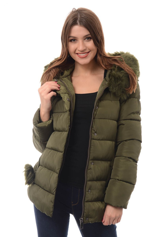 Damska Zimowa Kurtka Ortalionowa Zielona