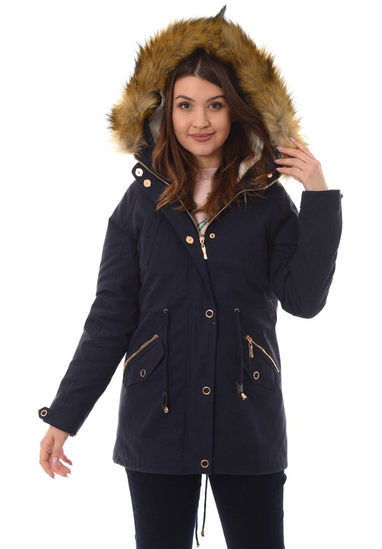 Damska Kurtka Parka Zimowa 2w1 Granatowa